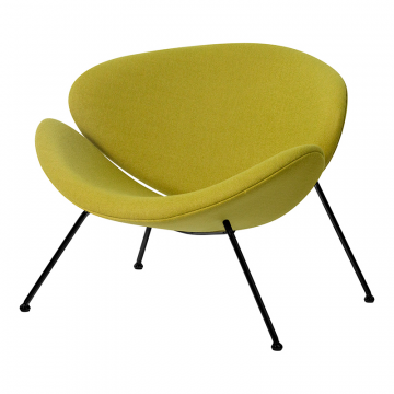 Кресло дизайнерское DOBRIN EMILY, светло-зеленая ткань AF3, черное основание