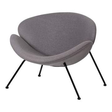 Кресло дизайнерское DOBRIN EMILY, серая ткань AF7, черное основание