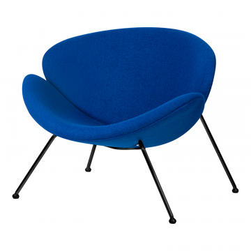 Кресло дизайнерское DOBRIN EMILY, синяя ткань AF6, черное основание