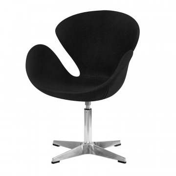 Кресло дизайнерское DOBRIN SWAN, черная ткань AF9, алюминиевое основание