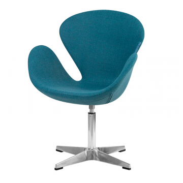 Кресло дизайнерское DOBRIN SWAN, синяя ткань IF6, алюминиевое основание