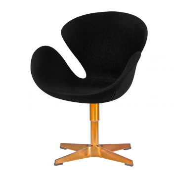 Кресло дизайнерское DOBRIN SWAN, черная ткань AF9, золотое основание