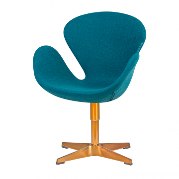 Кресло дизайнерское DOBRIN SWAN, синяя ткань IF6, золотое основание