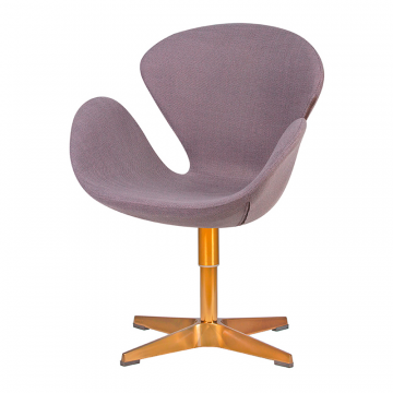 Кресло дизайнерское DOBRIN SWAN, серая ткань IF11, золотое основание