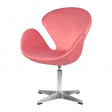 Кресло дизайнерское DOBRIN SWAN, розовый велюр BLUVEL52, алюминиевое основание