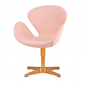 Кресло дизайнерское DOBRIN SWAN, бежевая ткань IF1, золотое основание