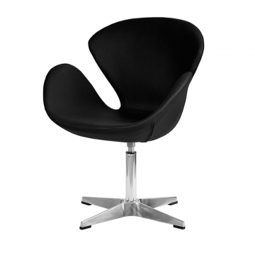 Кресло дизайнерское DOBRIN SWAN, черный кожзам P13, алюминиевое основание