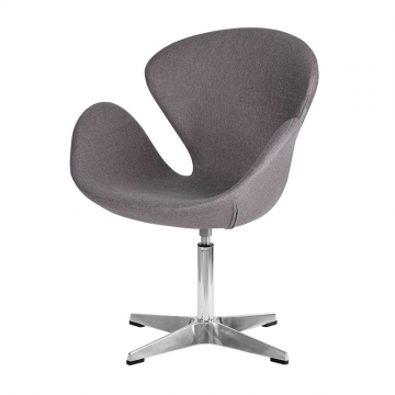 Кресло дизайнерское DOBRIN SWAN, серая ткань AF7, алюминиевое основание