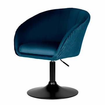 Кресло дизайнерское DOBRIN EDISON BLACK, синий велюр (1922-20)