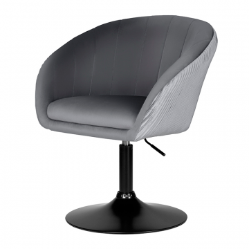 Кресло дизайнерское DOBRIN EDISON BLACK, серый велюр (1922-19)