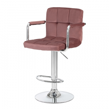 Стул барный DOBRIN KRUGER ARM, пудрово-розовый велюр (MJ9-32)