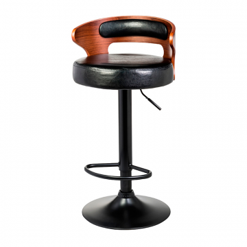 Стул барный DOBRIN FRED BLACK, коричневое дерево, чёрный