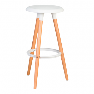 Табурет барный DOBRIN ROYCE, ножки светлый бук, цвет белый (W-02)