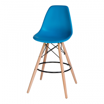 Стул барный DOBRIN DSW BAR, ножки светлый бук, цвет сиденья голубой (BE-02)
