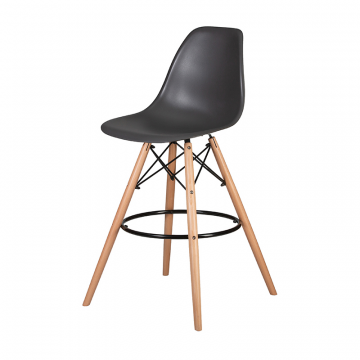 Стул барный DOBRIN DSW BAR, ножки светлый бук, цвет тёмно-серый (GR-04)