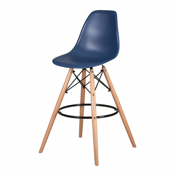 Стул барный DOBRIN DSW BAR, ножки светлый бук, цвет тёмно-синий (BE-12)