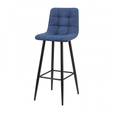 Стул барный DOBRIN NICOLE, черные матовые ножки, синяя ткань (UF860-14B)