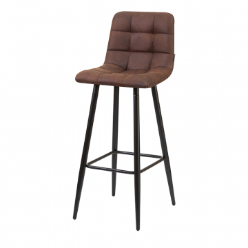 Стул барный DOBRIN NICOLE, черные матовые ножки, коричневая микрофибра (PK-03)