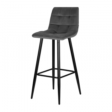 Стул барный DOBRIN NICOLE, черные матовые ножки, темно-серый велюр (108-91)