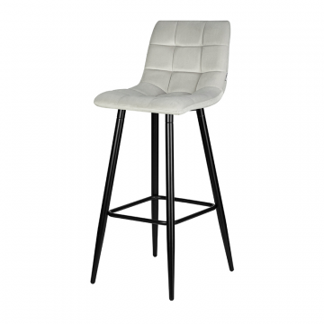 Стул барный DOBRIN NICOLE, черные матовые ножки, светло-серый велюр (108-52)