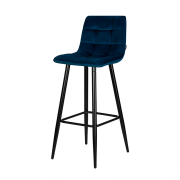 Стул барный DOBRIN NICOLE, черные матовые ножки, темно-синий велюр (108-95)