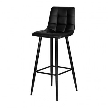 Стул барный DOBRIN NICOLE, черные матовые ножки, черная экокожа (P-01)