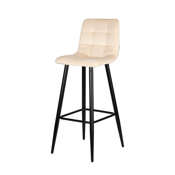 Стул барный DOBRIN NICOLE, черные матовые ножки, кремовый велюр (108-113)