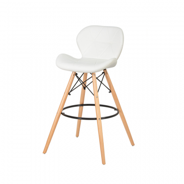 Стул барный DOBRIN BUTTERFLY BAR, ножки светлый бук, цвет белый
