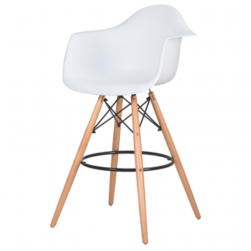 Стул барный DOBRIN DAW BAR, ножки светлый бук, цвет белый