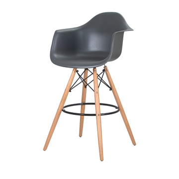 Стул барный DOBRIN DAW BAR, ножки светлый бук, цвет тёмно-серый (GR-04)