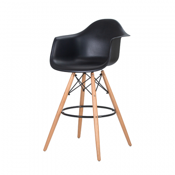 Стул барный DOBRIN DAW BAR, ножки светлый бук, цвет черный
