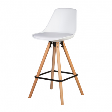 Стул полубарный DOBRIN RONNI, ножки светлый бук, белый (ZL-W-02)