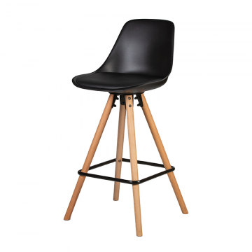 Стул полубарный DOBRIN RONNI, ножки светлый бук, черный (B-03)