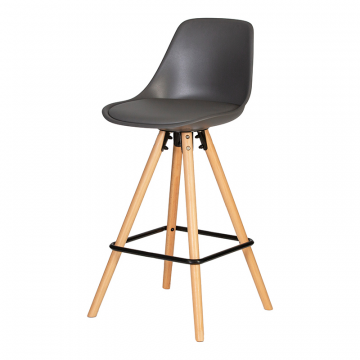 Стул полубарный DOBRIN RONNI, ножки светлый бук, тёмно-серый (GR-04)