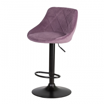 Стул барный DOBRIN LOGAN BLACK, пудрово-сиреневый велюр (MJ9-52)