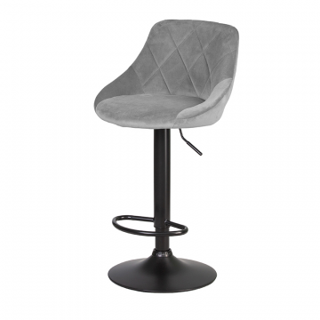 Стул барный DOBRIN LOGAN BLACK, серый велюр (MJ9-75)
