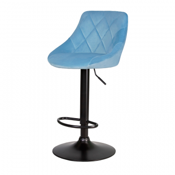 Стул барный DOBRIN LOGAN BLACK, пудрово-голубой велюр (MJ9-74)