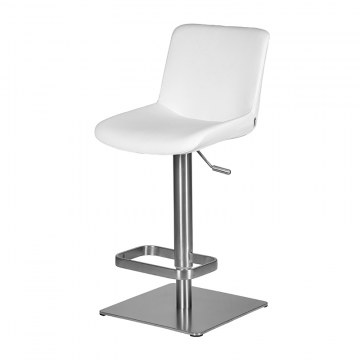 Стул барный DOBRIN ALDO, белый PU P23, основание из нержавеющей стали