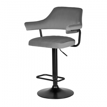 Стул барный DOBRIN CHARLY BLACK, серый велюр (MJ9-75)