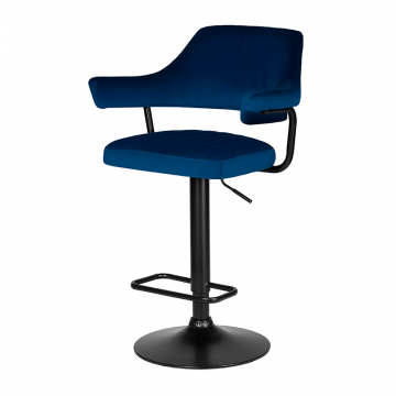 Стул барный DOBRIN CHARLY BLACK, синий велюр (MJ9-117)