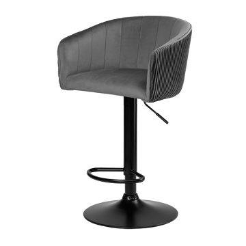 Стул барный DOBRIN DARCY BLACK, серый велюр (1922-19)