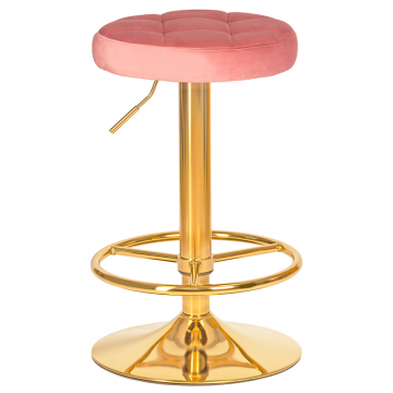 Табурет барный DOBRIN BRUNO GOLD, пудрово-розовый велюр (MJ9-32)