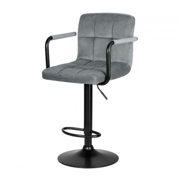 Стул барный DOBRIN KRUGER ARM BLACK, серый велюр (MJ9-75)