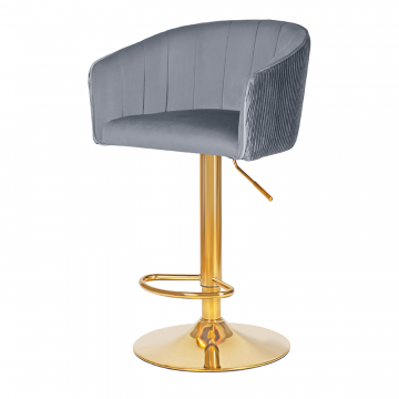 Стул барный DOBRIN DARCY GOLD, серый велюр (1922-19)