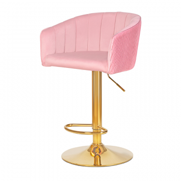 Стул барный DOBRIN DARCY GOLD, розовый велюр (1922-16)