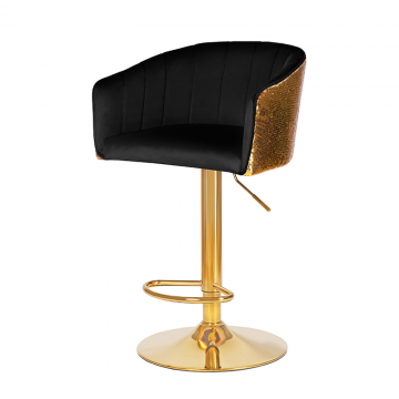 Стул барный DOBRIN DARCY GOLD SHINY, черный велюр с золотыми пайетками