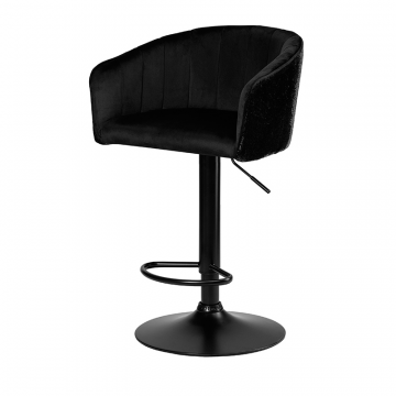 Стул барный DOBRIN DARCY BLACK SHINY, черный велюр с черно-золотыми пайетками