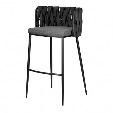 Стул барный DOBRIN AMELIA, серая ткань (F-48), темно-серый винтажный PU (MF-12)