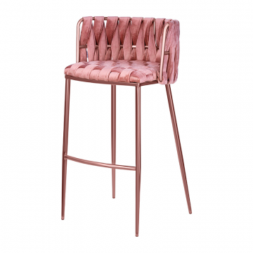Стул барный DOBRIN EMMA ROSE GOLD, розовый велюр (VF-10)