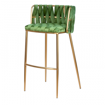 Стул барный DOBRIN EMMA GOLD, зеленый велюр (VF-08)